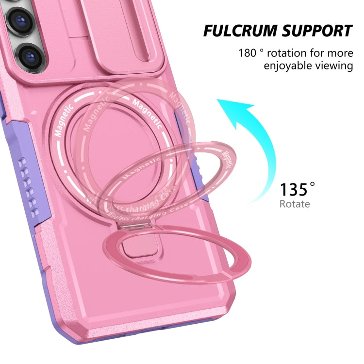 For Samsung Galaxy S23+ 5G Sliding Camshield Magsafe Holder TPU Hybrid PC Phone Case(Purple Pink) - Galaxy S23+ 5G Cases by buy2fix | Online Shopping UK | buy2fix