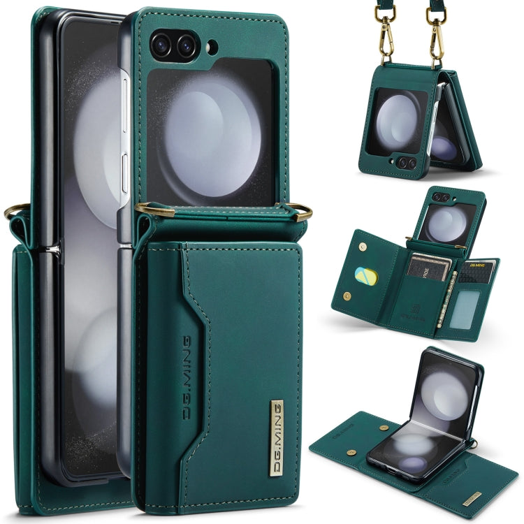 For Samsung Galaxy Z Flip5 5G DG.MING M2 Series Card Bag Magnetic Leather Phone Case(Green) - Galaxy Z Flip5 Cases by DG.MING | Online Shopping UK | buy2fix