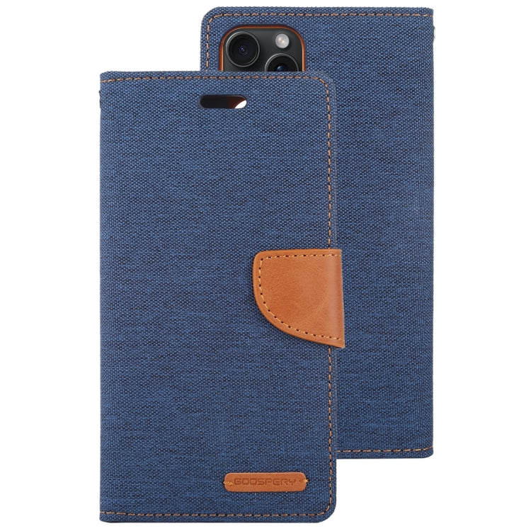 For iPhone 15 Pro Max GOOSPERY CANVAS DIARY Fabric Texture Flip Leather Phone Case(Navy Blue) - iPhone 15 Pro Max Cases by GOOSPERY | Online Shopping UK | buy2fix