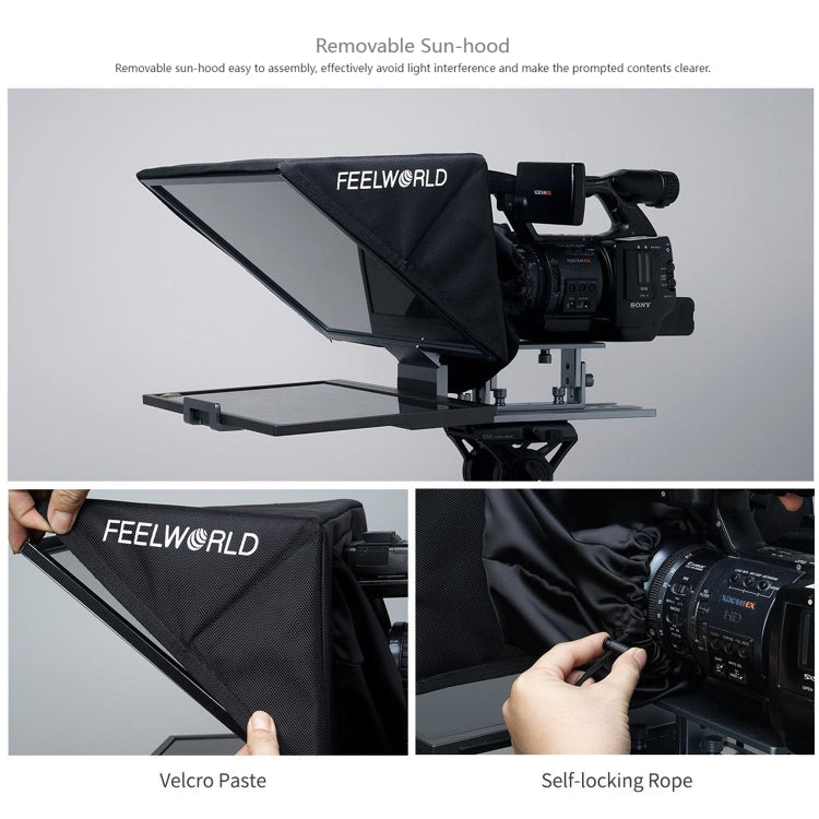 FEELWORLD TP16 16 inch Tablet Horizontal Vertical Prompting Folding Teleprompter, Bluetooth Remote Control(Black) - Other Accessories by FEELWORLD | Online Shopping UK | buy2fix