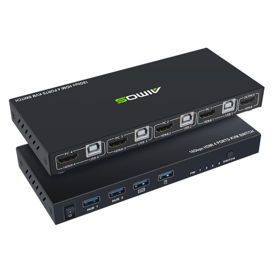 AIMOS AM-KVM401 4K 60Hz HDMI 4 In 1 Out KVM Switch - Switch by buy2fix | Online Shopping UK | buy2fix