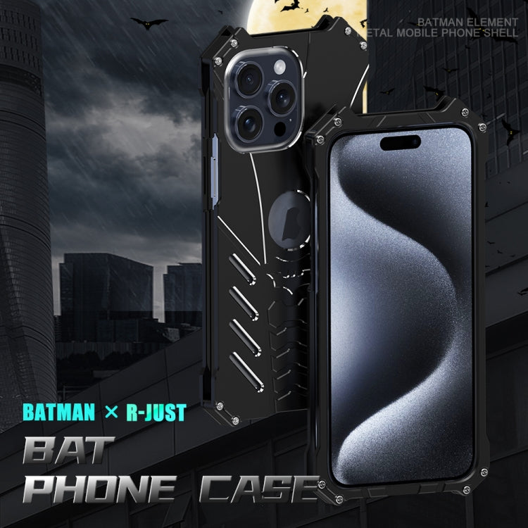 For iPhone 15 Pro Max R-JUST Batman Metal Mobile Phone Protective Case(Black) - iPhone 15 Pro Max Cases by R-JUST | Online Shopping UK | buy2fix