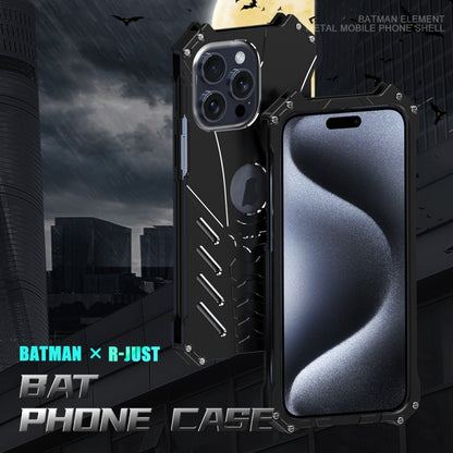 For iPhone 15 Pro Max R-JUST Batman Metal Mobile Phone Protective Case(Black) - iPhone 15 Pro Max Cases by R-JUST | Online Shopping UK | buy2fix