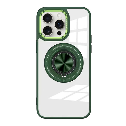 For iPhone 15 Pro Max Magnetic Rotating Ring Holder Acrylic Phone Case(Green) - iPhone 15 Pro Max Cases by buy2fix | Online Shopping UK | buy2fix