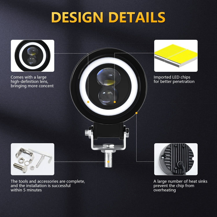 S11 Motorcycle Gourd Eye Lens Spotlight, Style:Blue Light Circle - Headlights by buy2fix | Online Shopping UK | buy2fix