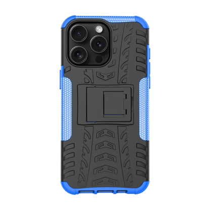 For  iPhone 15 Pro Max Tire Texture TPU + PC Phone Case with Holder(Blue) - iPhone 15 Pro Max Cases by buy2fix | Online Shopping UK | buy2fix