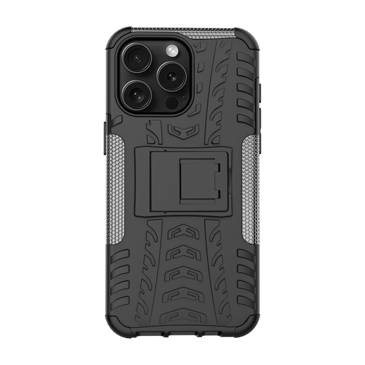For  iPhone 15 Pro Max Tire Texture TPU + PC Phone Case with Holder(Black) - iPhone 15 Pro Max Cases by buy2fix | Online Shopping UK | buy2fix