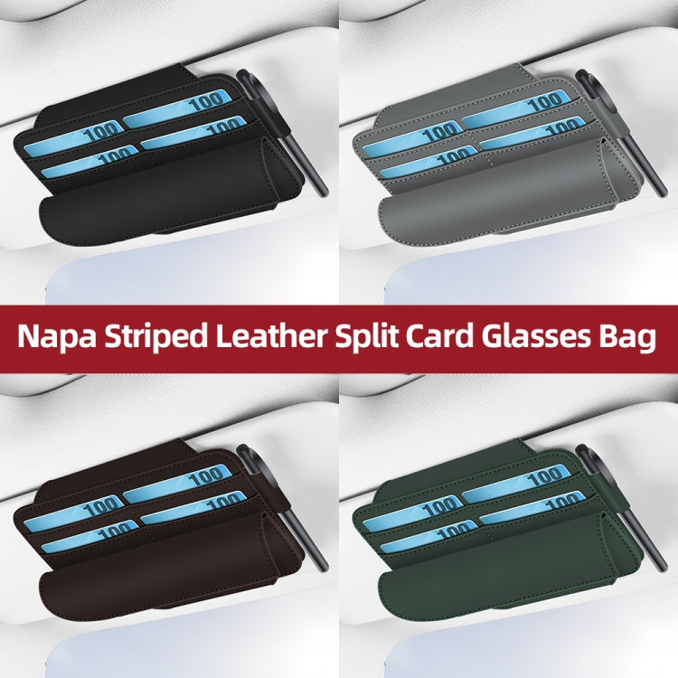 3073 Napa Texture Leather Car Removable Glasses Storage Bag(Green) - Sunglasses & Glasses Clips by buy2fix | Online Shopping UK | buy2fix