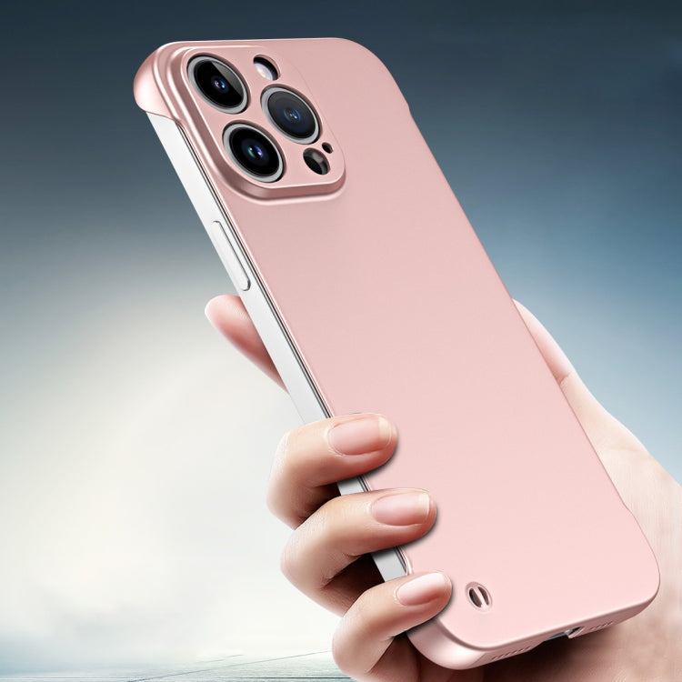 For iPhone 15 Pro Max Frameless Metallic Paint Hybrid PC Phone Case(Rose Gold) - iPhone 15 Pro Max Cases by buy2fix | Online Shopping UK | buy2fix