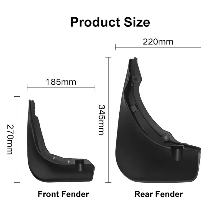 For Mercedes-Benz C-Class W205 2015-2020 4pcs/Set Car Auto Soft Plastic Splash Flaps Fender Guard - Mudguards by buy2fix | Online Shopping UK | buy2fix