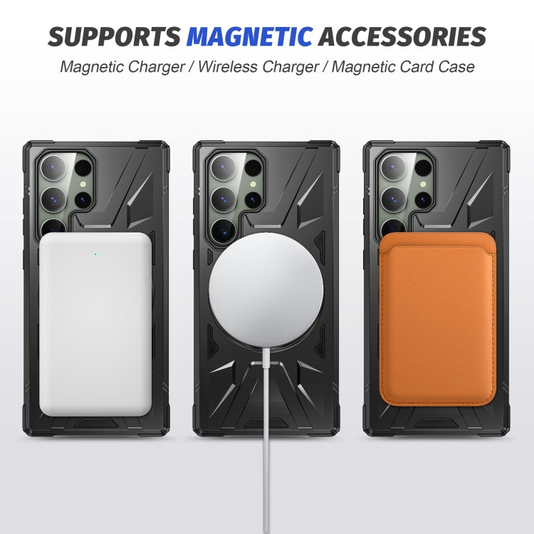 For Samsung Galaxy S24 Ultra 5G MagSafe Magnetic Shockproof Phone Case with Ring Holder(Black) - Galaxy S24 Ultra 5G Cases by buy2fix | Online Shopping UK | buy2fix