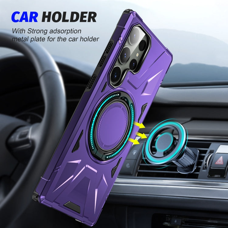 For Samsung Galaxy S24 Ultra 5G MagSafe Magnetic Shockproof Phone Case with Ring Holder(Purple) - Galaxy S24 Ultra 5G Cases by buy2fix | Online Shopping UK | buy2fix