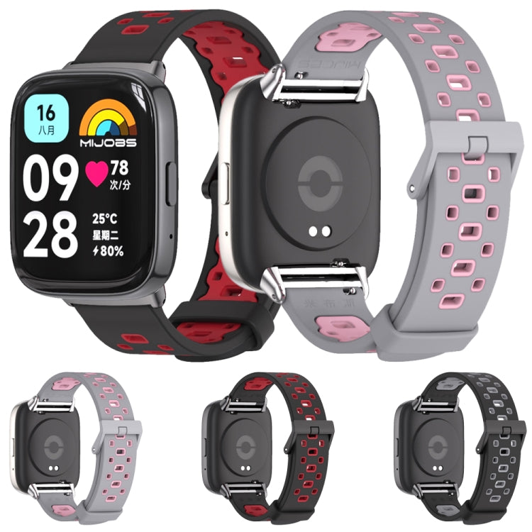 For Redmi Watch 3 Lite / Watch 3 Active Mijobs Square Hole Breathable TPU Watch Band(Grey Pink) - Watch Bands by MIJOBS | Online Shopping UK | buy2fix