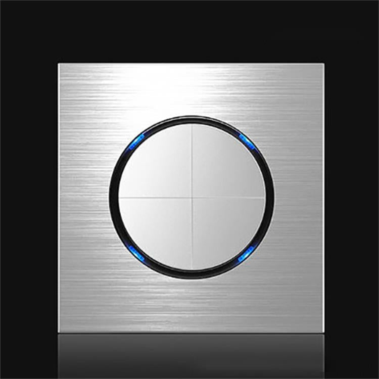 86mm Gray Aluminum Wire Drawing LED Switch Panel, Style:Four Open Dual Control - Consumer Electronics by buy2fix | Online Shopping UK | buy2fix