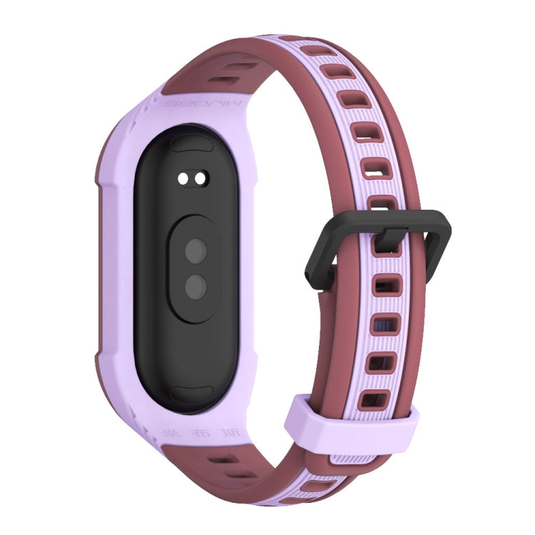 For Xiaomi Mi Band 8 MIJOBS Unibody Two Color Silicone Watch Band(Purple Wine Red) - Watch Bands by MIJOBS | Online Shopping UK | buy2fix