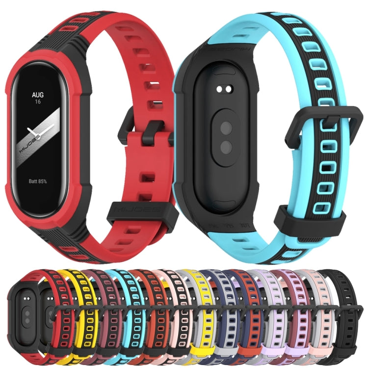 For Xiaomi Mi Band 8 MIJOBS Unibody Two Color Silicone Watch Band(Purple Wine Red) - Watch Bands by MIJOBS | Online Shopping UK | buy2fix