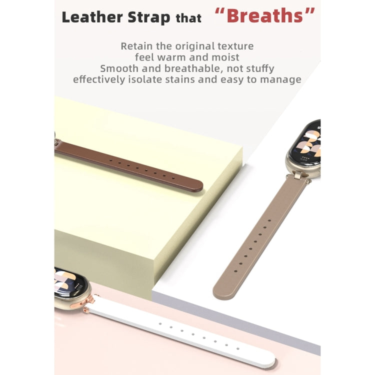 For Xiaomi Mi Band 8 / 9 / 9 NFC Mijobs First Layer Cowhide Watch Band(White Rose Gold) - Watch Bands by MIJOBS | Online Shopping UK | buy2fix