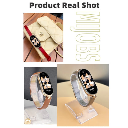 For Xiaomi Mi Band 8 / 9 / 9 NFC Mijobs First Layer Cowhide Watch Band(White Rose Gold) - Watch Bands by MIJOBS | Online Shopping UK | buy2fix