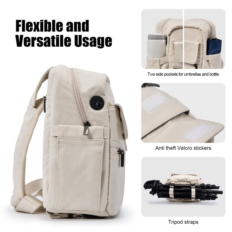 Cwatcun D93 Camera Bag Canvas Shoulder Bag, Size:21 x 14 x 30cm Beige - Strap Satchel by Cwatcun | Online Shopping UK | buy2fix