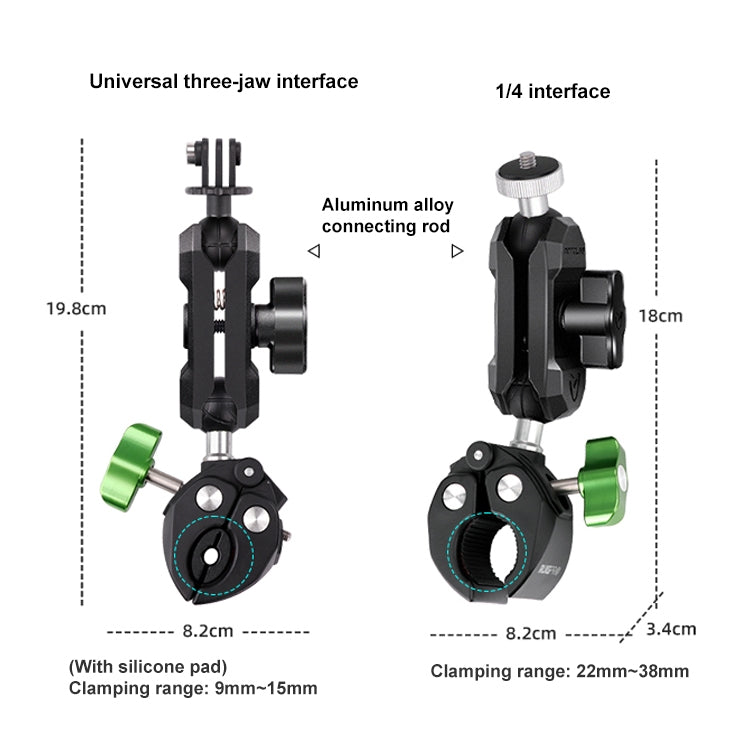 RUIGPRO Crab Clamp Action Camera Bracket 1/4 Ball Head Mount with Rod - Holder by RUIGPRO | Online Shopping UK | buy2fix