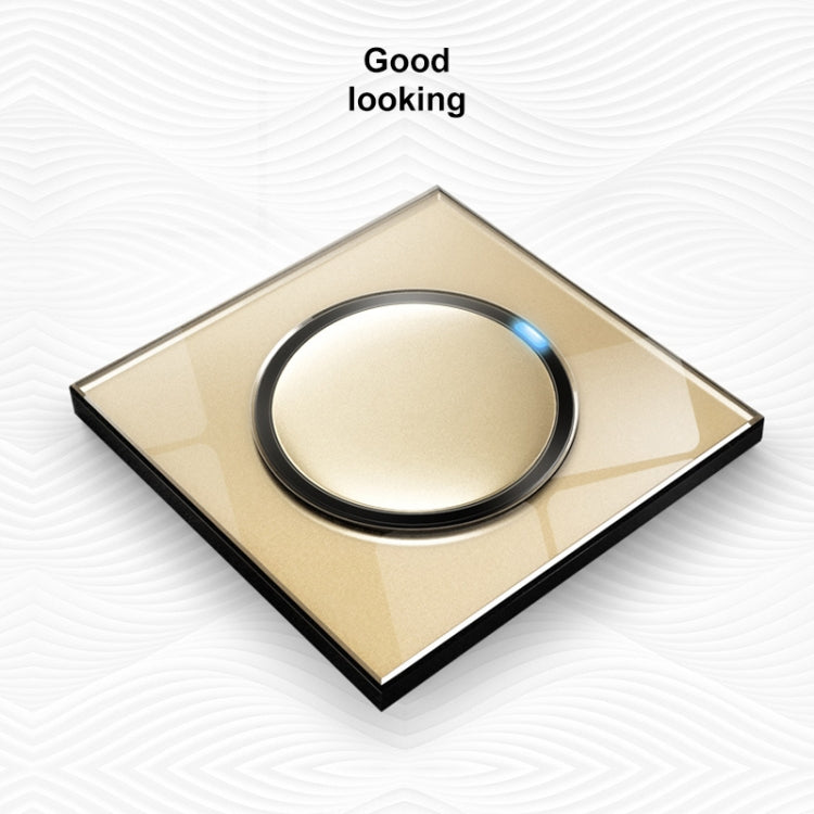 86mm Round LED Tempered Glass Switch Panel, Gold Round Glass, Style:Telephone-TV Socket - Consumer Electronics by buy2fix | Online Shopping UK | buy2fix