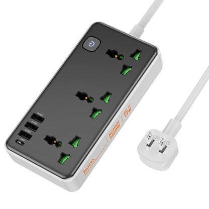 hoco AC7 Storm 3-position Socket with USB-C+3USB Ports, Cable Length: 1.5m, US Plug(Black) - Extension Socket by hoco | Online Shopping UK | buy2fix