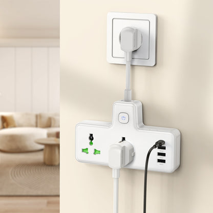 hoco AC11A Voyage 2-position Expansion Socket with USB-C+3USB Ports, Cable Length: 8.5cm, EU Plug(White) - Extension Socket by hoco | Online Shopping UK | buy2fix