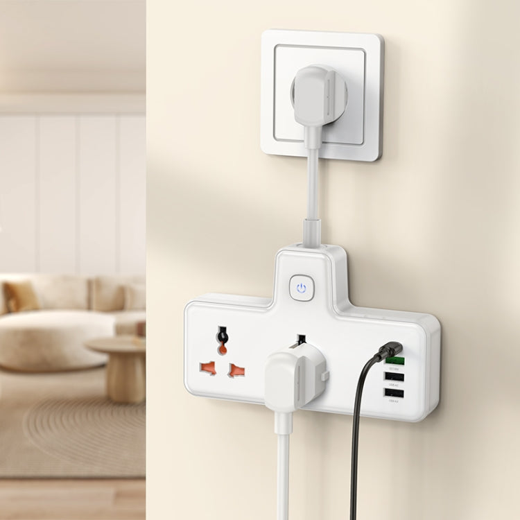 hoco AC12A Reise 2-position Expansion Socket with PD30W+3USB Ports, Cable Length: 8.5cm, EU Plug(White) - Extension Socket by hoco | Online Shopping UK | buy2fix