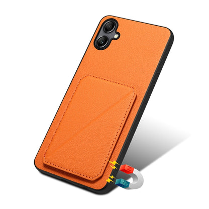 For Samsung Galaxy S24 5G Denior Imitation Calf Leather Back Phone Case with Holder(Orange) - Galaxy S24 5G Cases by Denior | Online Shopping UK | buy2fix