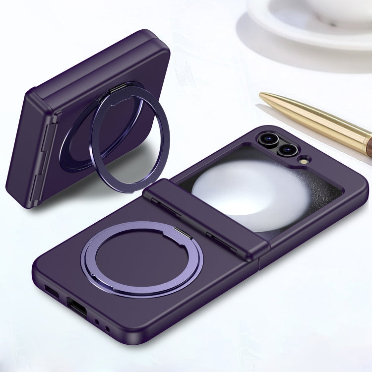 For Samsung Galaxy Z Flip5 5G 360 Degree Stand MagSafe Magnetic All-inclusive Phone Case(Dark Purple) - Galaxy Z Flip5 Cases by buy2fix | Online Shopping UK | buy2fix