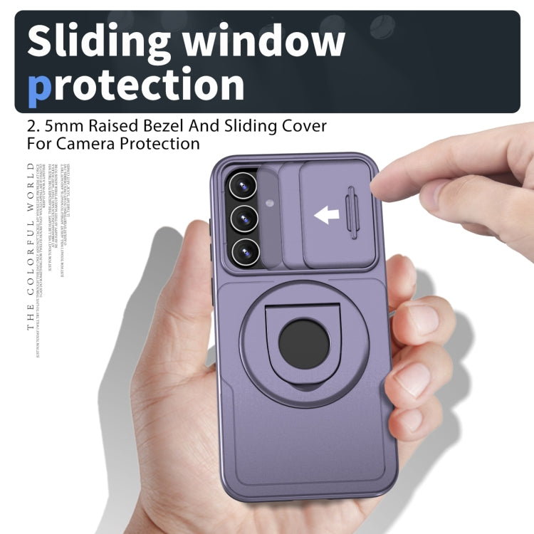 For Samsung Galaxy S23+ 5G Camshield MagSafe Ring Holder Armor Phone Case(Puple) - Galaxy S23+ 5G Cases by buy2fix | Online Shopping UK | buy2fix