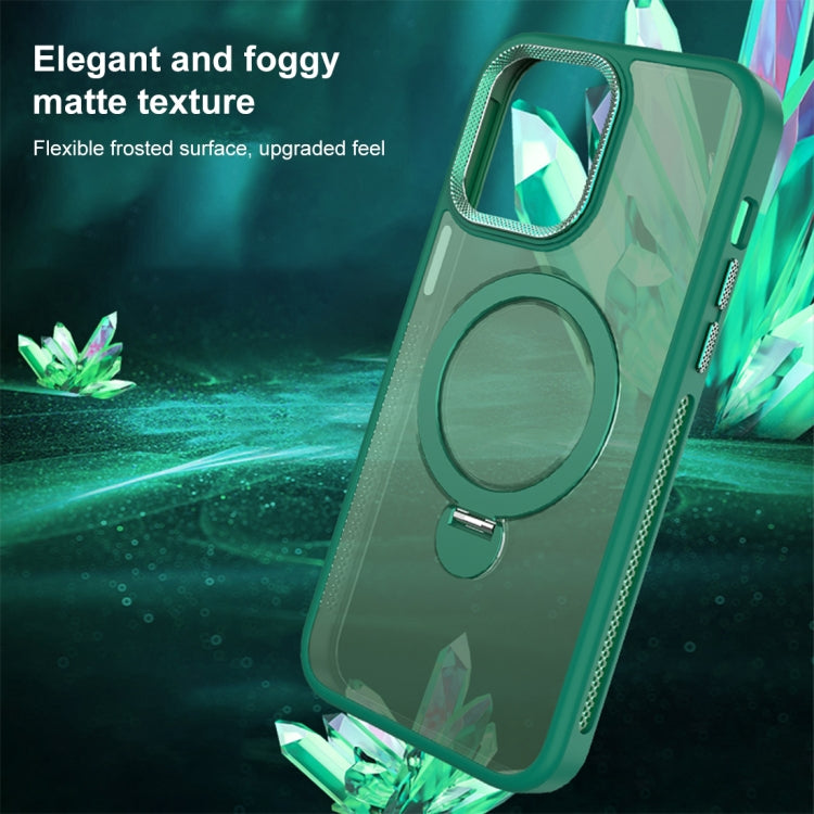For iPhone 15 MagSafe Magnetic Holder Breathable Phone Case(Green) - iPhone 15 Cases by buy2fix | Online Shopping UK | buy2fix