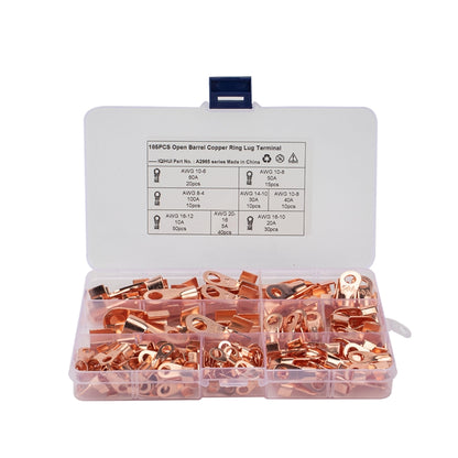 185 PCS Icstation Open Barrel Pure Copper Ring Lug Wire Crimp Terminals Assortment Kit - In Car by buy2fix | Online Shopping UK | buy2fix