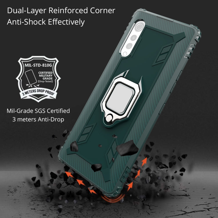 For LG Velvet / G9 Carbon Fiber Protective Case with 360 Degree Rotating Ring Holder(Green) - Mobile Accessories by buy2fix | Online Shopping UK | buy2fix