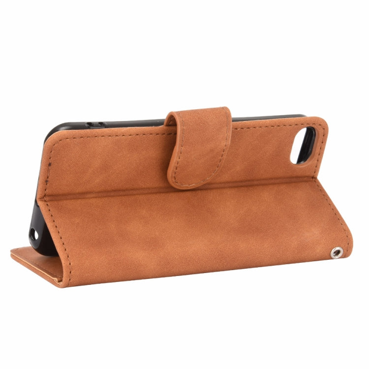 For iPod Touch 6 & 5 Solid Color Skin Feel Magnetic Buckle Horizontal Flip Calf Texture PU Leather Case with Holder & Card Slots & Wallet(Brown) - More iPhone Cases by buy2fix | Online Shopping UK | buy2fix
