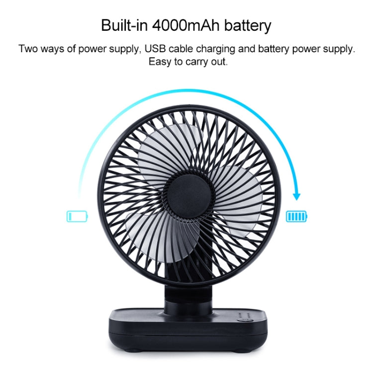 D606 4W USB Rechargeable Portable Four-speed Adjustable Desktop Fan(White) - Consumer Electronics by buy2fix | Online Shopping UK | buy2fix