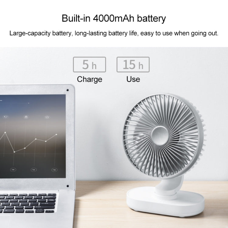 D77 4W Micro USB & USB-C / Type-C Rechargeable Portable Four-speed Adjustable Automatic Head Shaking Desktop Fan(Silver) - Consumer Electronics by buy2fix | Online Shopping UK | buy2fix