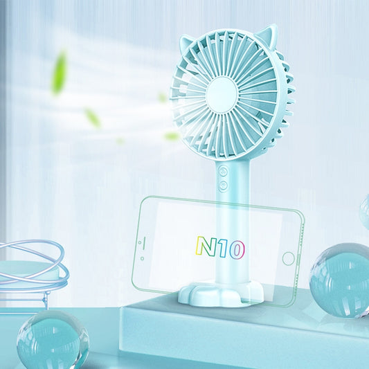 N10 Multi-function Handheld Desktop Holder Electric Fan, with 3 Speed Control (Sky Blue) - Consumer Electronics by buy2fix | Online Shopping UK | buy2fix