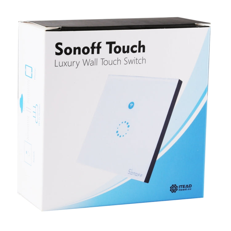 Sonoff  Touch 86mm 1 Gang Tempered Glass Panel Wall Switch Smart Home Light Touch Switch, Compatible with Alexa and Google Home, AC 90V-250V 400W 2A - Consumer Electronics by buy2fix | Online Shopping UK | buy2fix