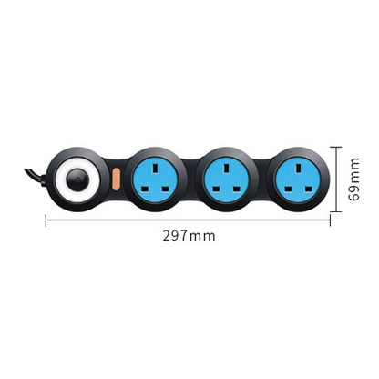 Charging Plug-in Wiring Board Creative Rotary Towline Board 13A Deformed Socket, UK Plug, 3-Bit Socket(Black) - Consumer Electronics by buy2fix | Online Shopping UK | buy2fix