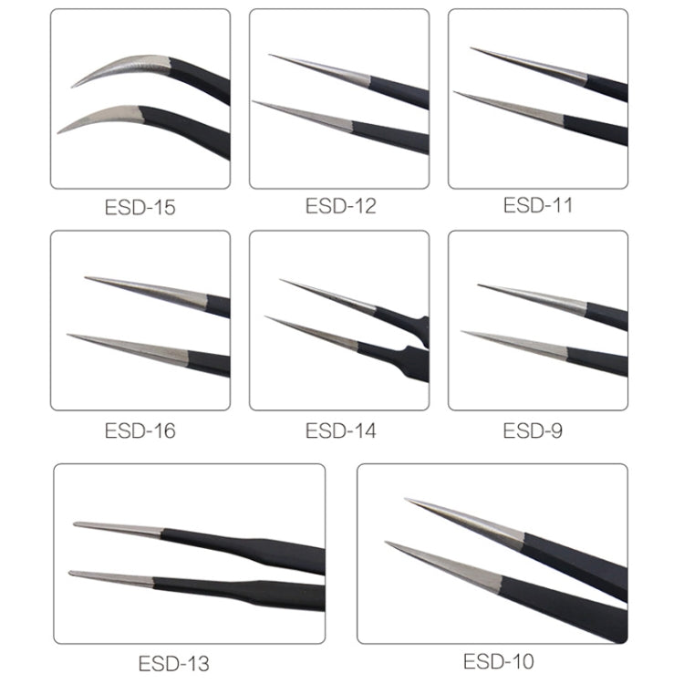 BEST BST-12 Precision Anti-static ESD Stainless Steel Tweezers - Tweezers by BEST | Online Shopping UK | buy2fix