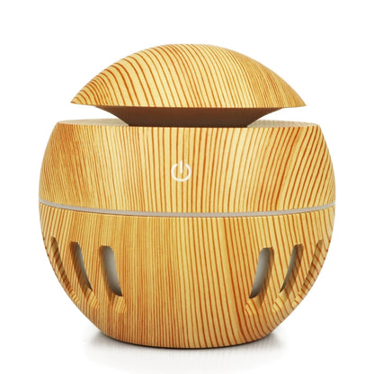 Wood Grain USB Hollowed-out Humidifier Seven Color Aromatherapy Lamp Automatic Alcohol Sprayer with Remote Control(Light Brown-3) - Home & Garden by buy2fix | Online Shopping UK | buy2fix