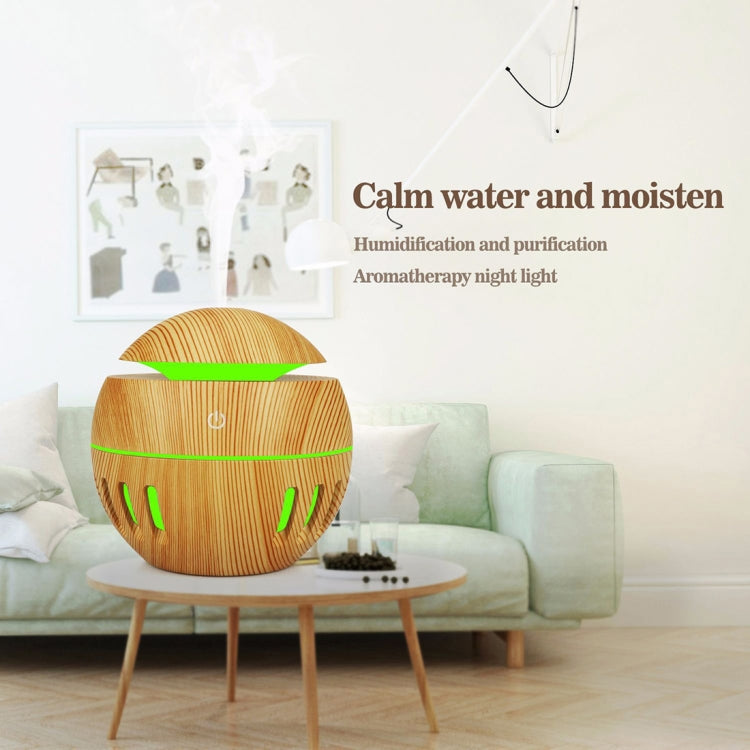 Wood Grain USB Hollowed-out Humidifier Seven Color Aromatherapy Lamp Automatic Alcohol Sprayer with Remote Control(Light Brown-3) - Home & Garden by buy2fix | Online Shopping UK | buy2fix