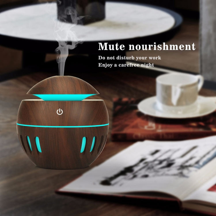 Wood Grain USB Hollowed-out Humidifier Seven Color Aromatherapy Lamp Automatic Alcohol Sprayer with Remote Control(White-1) - Home & Garden by buy2fix | Online Shopping UK | buy2fix