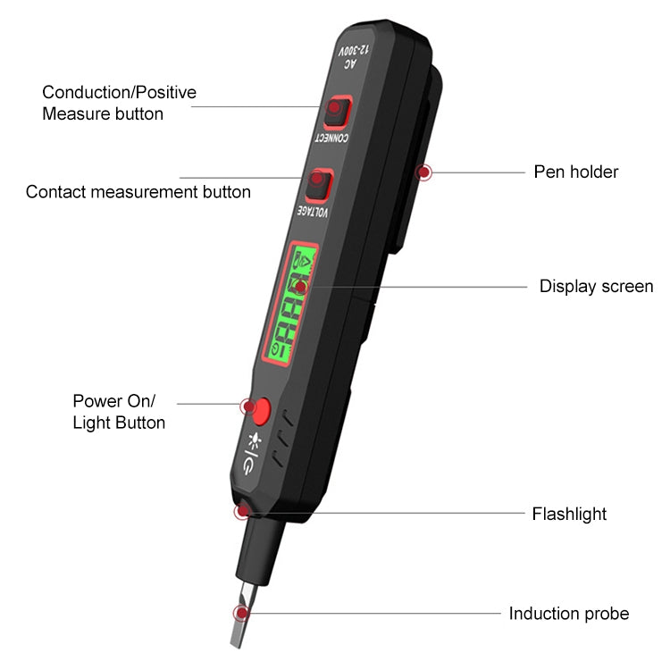 HABOTEST HT89 Contact Type High-sensitivity LCD Digital Display Sound and Light Alarm Test Pen - Current & Voltage Tester by HABOTEST | Online Shopping UK | buy2fix