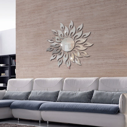 Sunflower Mirror Wall Sticker Bedroom Living Room Decoration Wall Stickers(Silver) - Home & Garden by buy2fix | Online Shopping UK | buy2fix