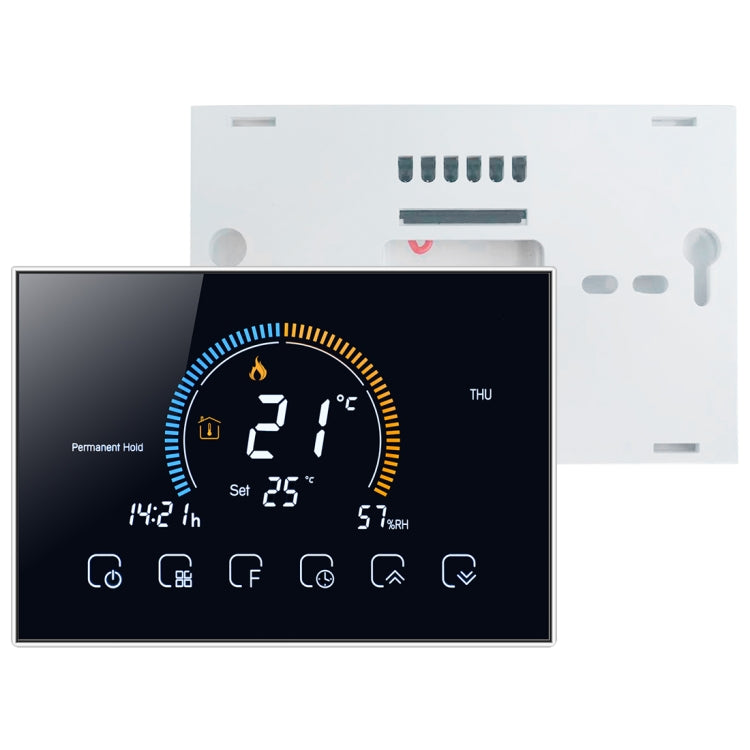 BHT-8000-GCLW Controlling Water/Gas Boiler Heating Energy-saving and Environmentally-friendly Smart Home Negative Display LCD Screen Round Room Thermostat with WiFi(Black) - Consumer Electronics by buy2fix | Online Shopping UK | buy2fix