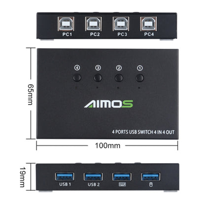 AIMOS AM-KM404K USB2.0 4 In 4 Out Switcher - Switch by buy2fix | Online Shopping UK | buy2fix