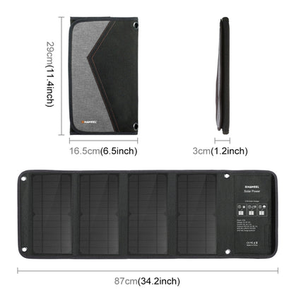 HAWEEL 28W Foldable Solar Panel Charger with 5V 3A Max Dual USB Ports - Charger by HAWEEL | Online Shopping UK | buy2fix