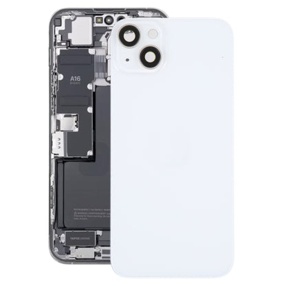 Glass Battery Back Cover with Holder for iPhone 14(White) -  by buy2fix | Online Shopping UK | buy2fix
